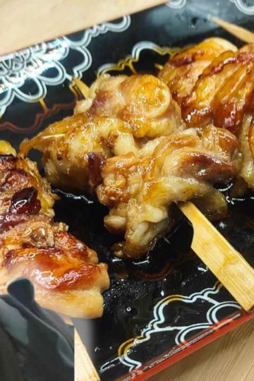 photo d'un plat avec des brochettes japonaises yakitori